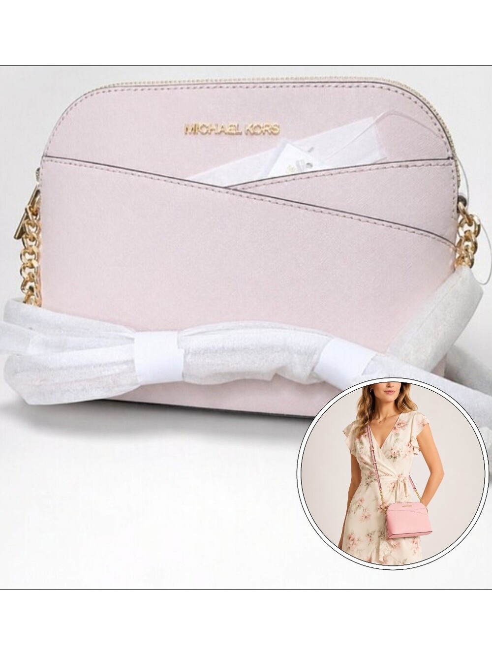 Michael Kors Jet Set Dome Crossbody Powder Blush
